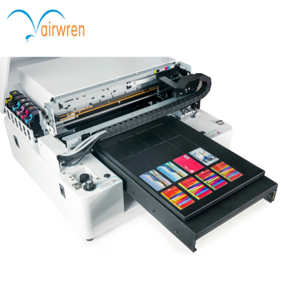 A3 Multi Color CMYKWW Digital Flatbed UV Printer for PVC Cards Phone Case Acrylic Metal Glass Wood Leather Printing