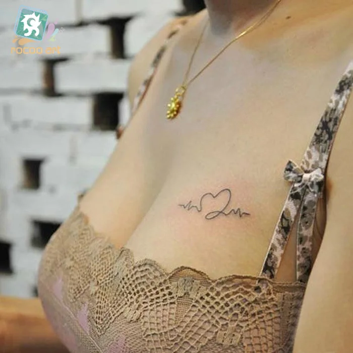 Waterproof Temporary Tattoo Sticker sexy love wave on chest breast tatto stickers flash tatoo fake tattoos for girl women