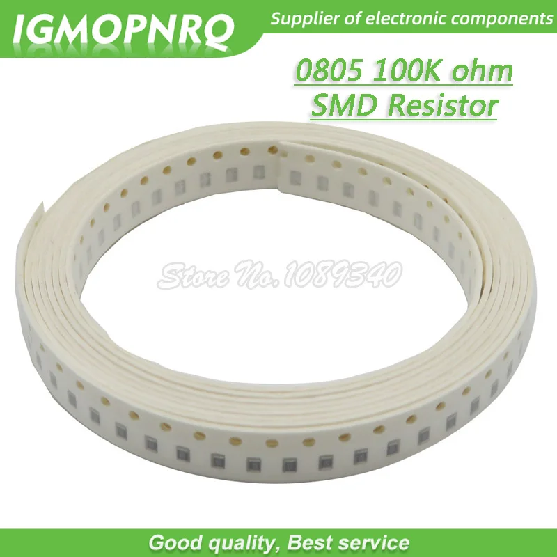 Resistor de chip 300 smd 0805 k ohm, resistor de chip 1/8w 100k ohms 100-0805 k com 100 peças