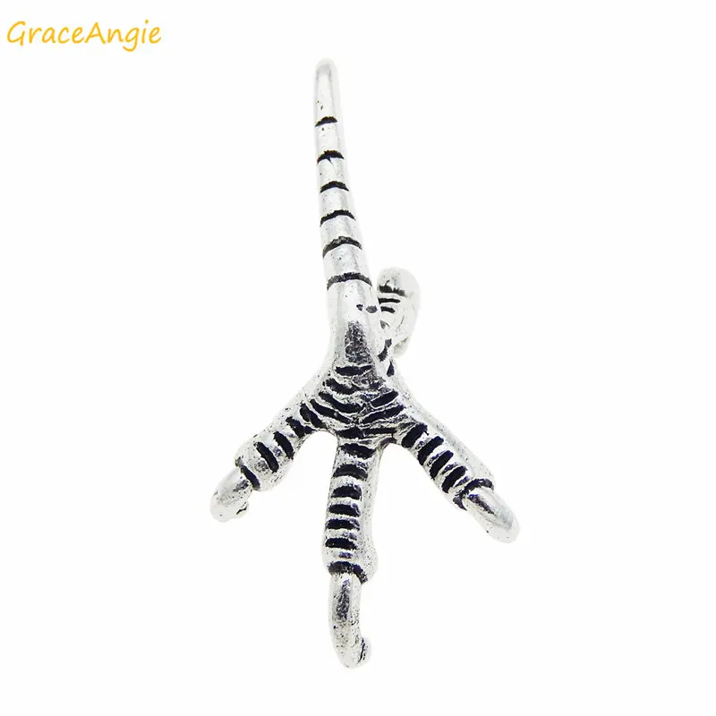 GraceAngie 10pcs Antique Zinc Alloy Eagle Chicken Claw Style Charm Bracelet Necklace Pendant Handmade Jewelry Findings