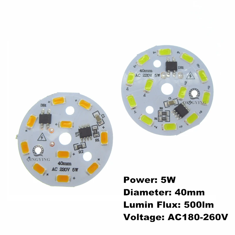 Imagem -02 - Pcb Ac180260v Integrado Driver de Alto Brilho Placa Lâmpada 10 Pcs 220 v 5730smd w 40 Milímetros