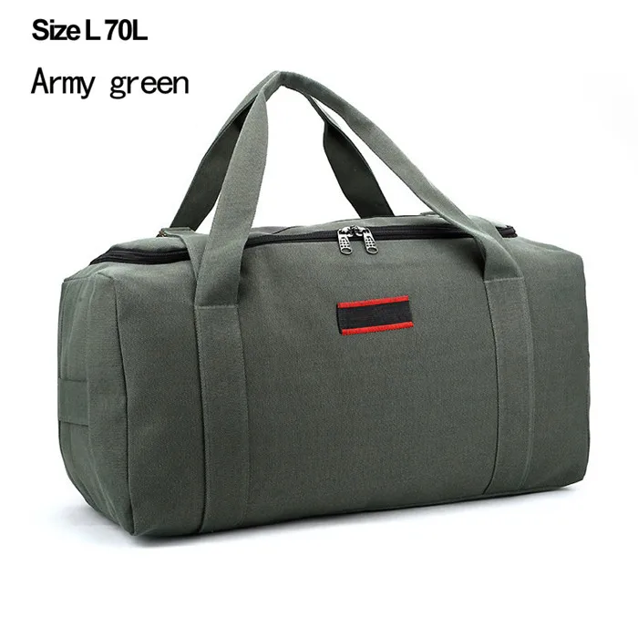 Men 70L or 40L large capacity canvas bag classic luggage bag thickening sturdy handbag black brown Army green 3 colors