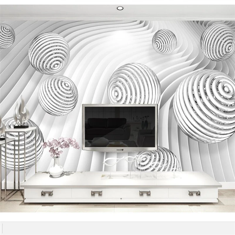 

beibehang papel de parede Custom Photo Wallpaper 3d mural Fresco Metal Stereo Ball Abstract Creative Space TV wallpaper 3d mural