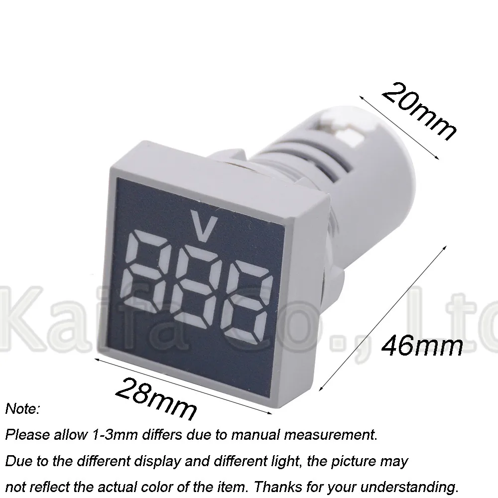 22MM Measuring range AC 12-500V Voltmeter Square Panel LED Digital Voltage Meter Indicator Light Output voltage AC22-500V