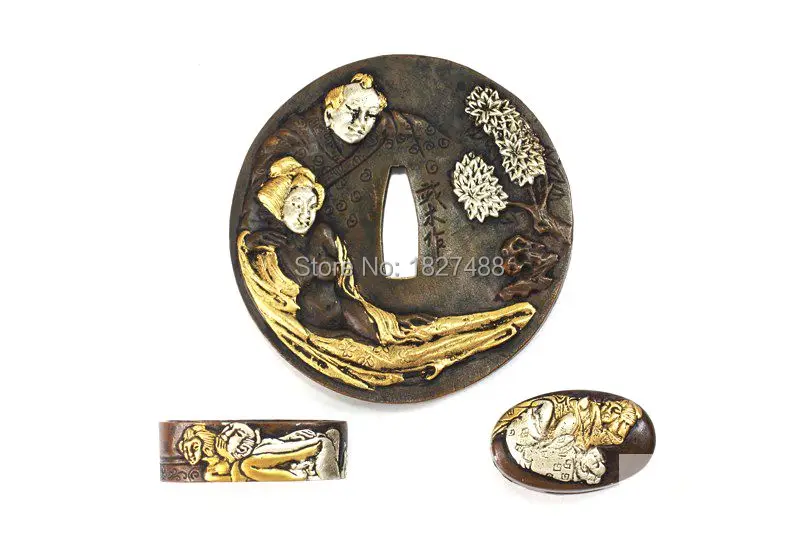 TFK019 SAMURAI KATANA SEXUAL TSUBA FUCHI KASHIRA KATANA FITTINGS FOR DIY