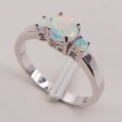 White Fire Opal Australia 925 Sterling Silver Woman Jewelry Ring Size 6 7 8 9 10 11 F575