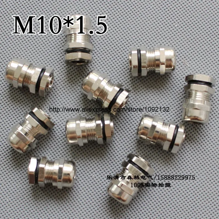 1piece  M10*1.5 Nickel Brass Metal Waterproof Cable Glands connector Apply to Cable 3-6.5mm