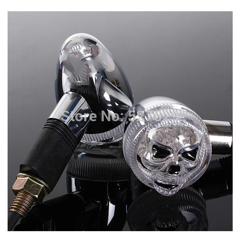 2PCS Motorcycle Skull Skeleton Turn Signal Light Indicator Amber For Yamaha Raider S XV 1900 XV1900 Stratoliner Midnight Deluxe