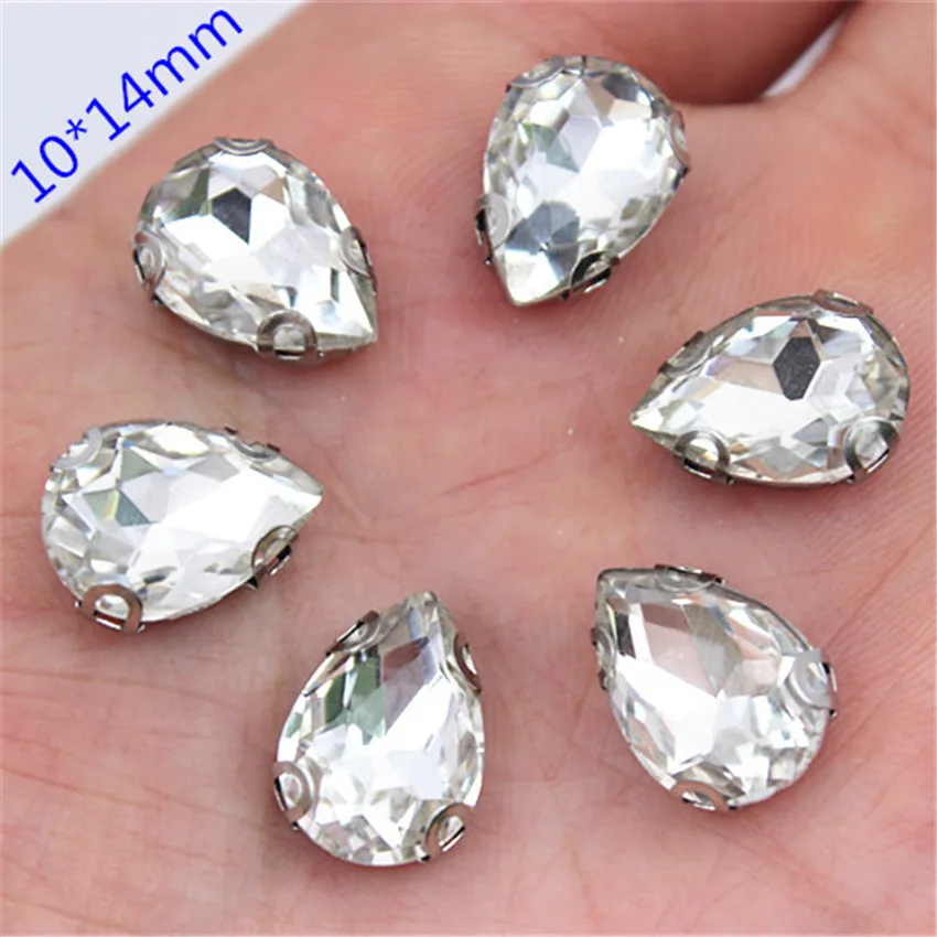 Micui 30pcs Mixed Shape Crystal Glass Stainless Steel Claw Rhinestone Clothing Applique Stones Flat Back Sew on For Dress MC149