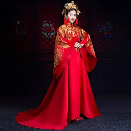 stage performance red peacock embroidery gown drama/stuido/cosplay dress/not include headwear