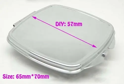 

Blank SQUARE Metal Compact Mirror Makeup Cases Silver Colour DIY Mirror