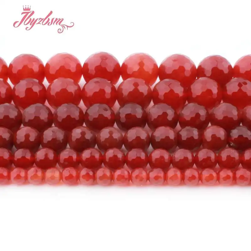 

Natural Round Red Agates Faceted Beads Stone Beads For Jewelry Making DIY Necklace Bracelats Loose Spacer 6/8/10/12mm Strand 15"