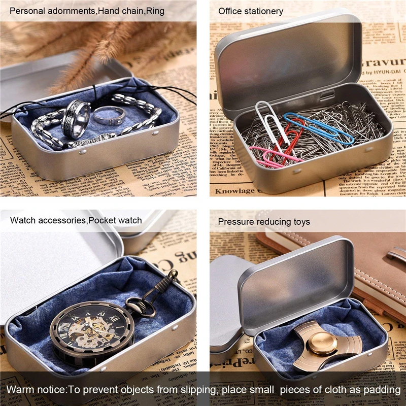 12pcs/set Small  Metal Storage Box Tin Silver Storage Box Case Organizer For Money Coin Candy Key 9.5*6*2cm