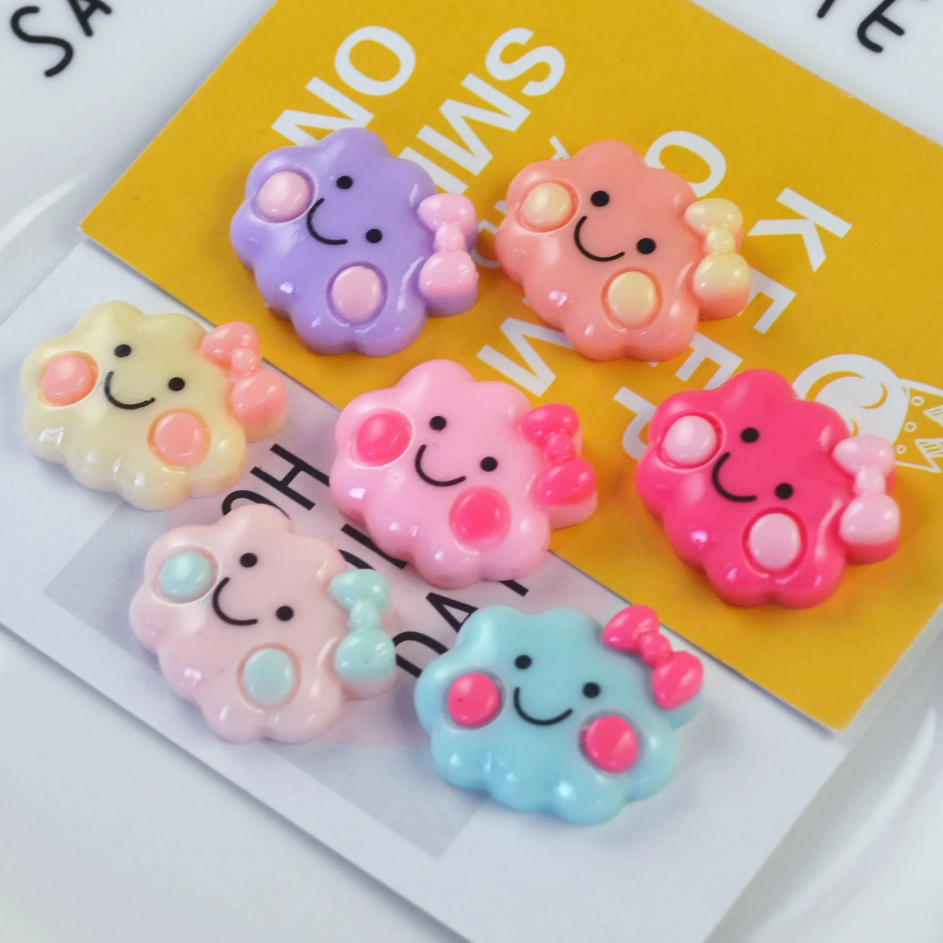 10pcs  accessories cream following pencil case receive a case of diy accessories cartoon smile clouds decoration materials