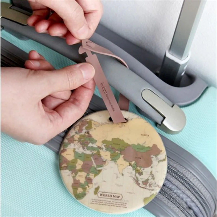 Map Luggage Tag Girls Silica Gel Suitcase ID Address Holder Baggage Boarding Tag Portable Label Travel Accessories