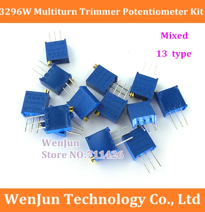 50set/lot Free Shipping 3296W Multiturn Trimmer Potentiometer Kit High Precision 3296 Variable Resistor Mixed 13 type