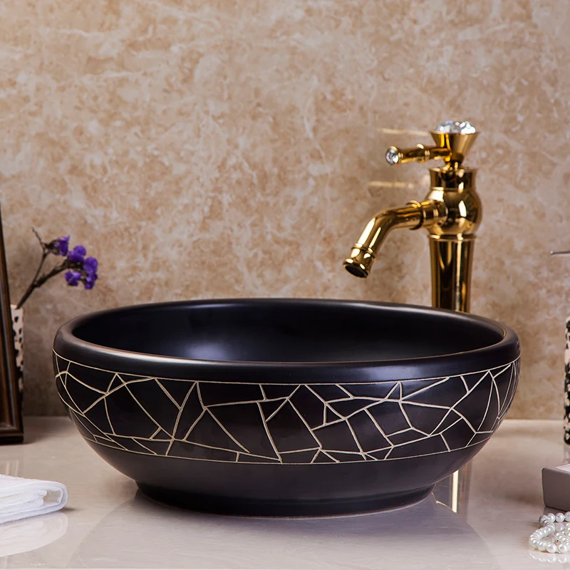 

China Artistic Handmade Europe Vintage Lavabo Washbasin Ceramic Bathroom Sink Counter Top decorative bathroom chinese wash basin