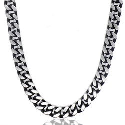 AMUMIU Antique Finished Stainless Steel Necklace Link Chains Cuban Long for Woman Man HZN181