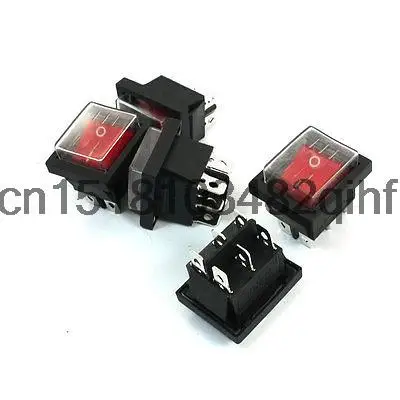 

5pcs AC 16A/250V 20A/125V 6 Pins DPDT Red Waterproof Snap In Boat Rocker Switch