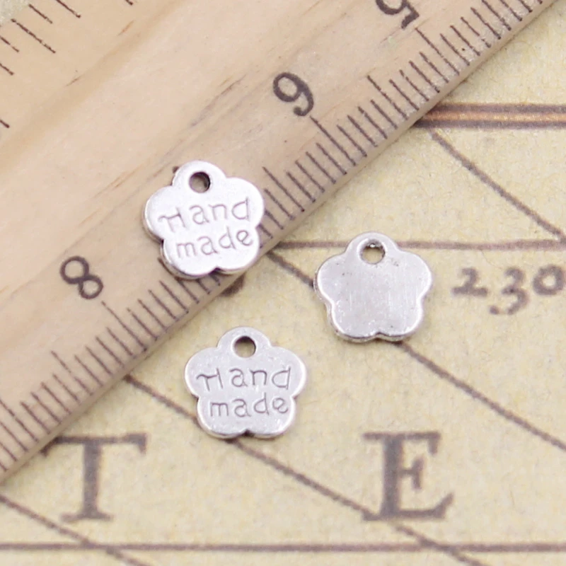 30pcs Charms Plates Hand Made 8x8mm Tibetan Bronze Silver Color Pendants Antique Jewelry Making DIY Handmade Craft Pendant