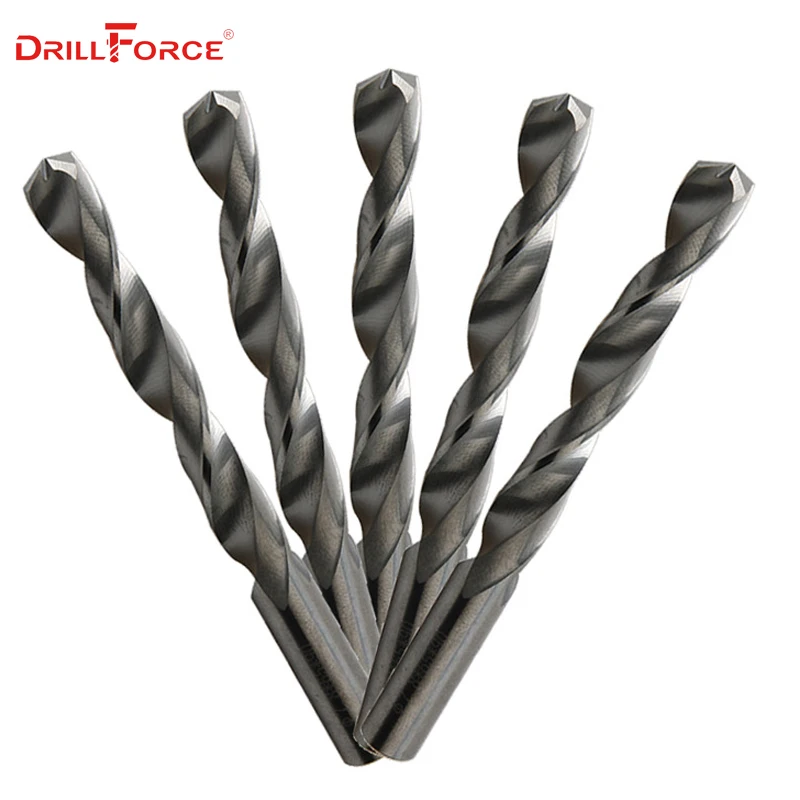 Drillforce 0.5มม.-7มม.คาร์ไบด์ชุด,ไม่เคลือบผิว (Bright) Finish,รอบ Shank Spiral Flute Twist เจาะบิตสำหรับโลหะ