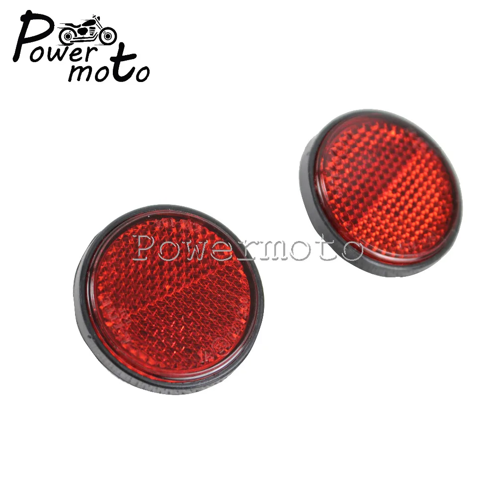 2PCS 4.5CM Round Motorcycle Red Yellow Reflectors Safety Warning Bolt-On Reflective Plates Universal For ATV Dirt Bikes Trailers