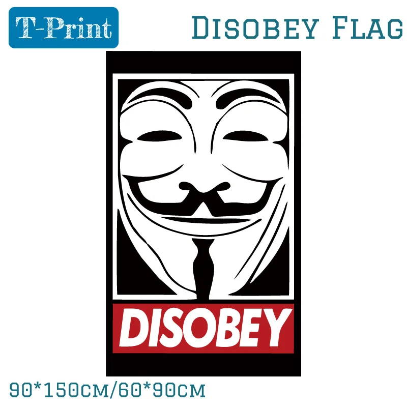 3x5ft 150x90cm 60*90cm Anarchy Anonymous Disobey Flag Party Bar Home Office Banner Brass Metal Holes