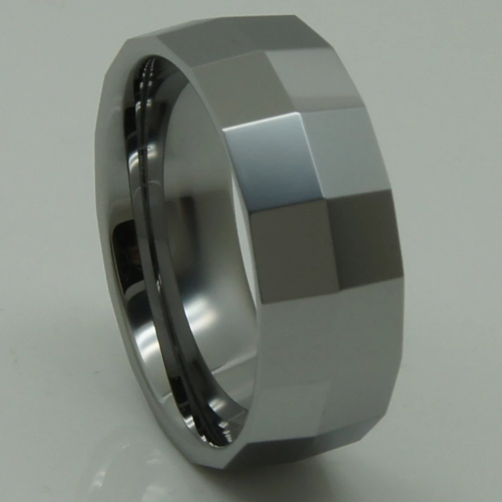 men jewelry peak fashion facet 8mm width hi-tech scratch proof wedding tungsten ring