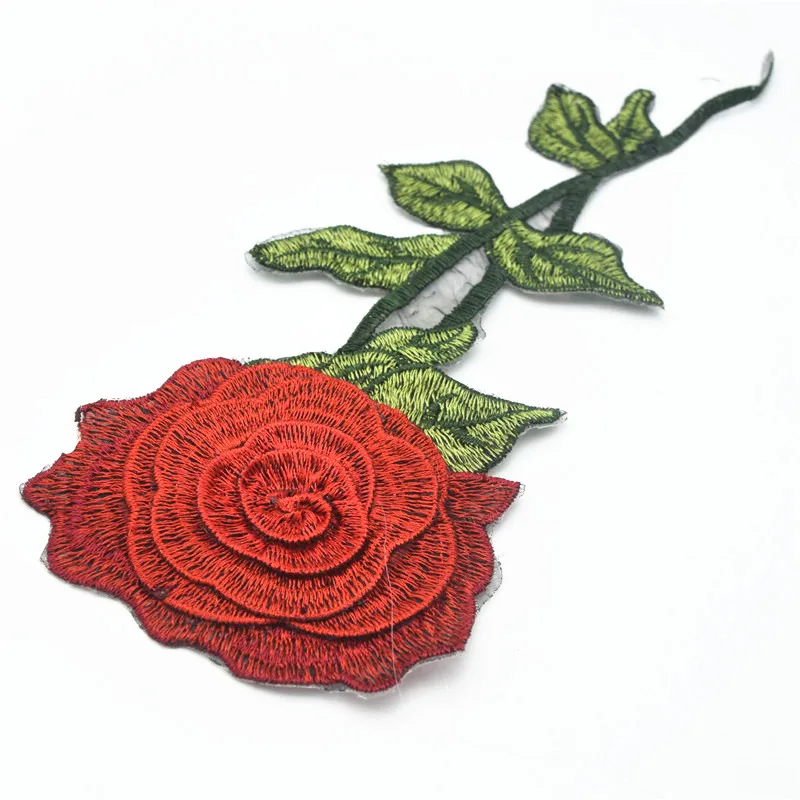 5pcs Red 3D Lace Flower Applique Patches Embroidery Sew Iron On Crafts Cloth Decor Access