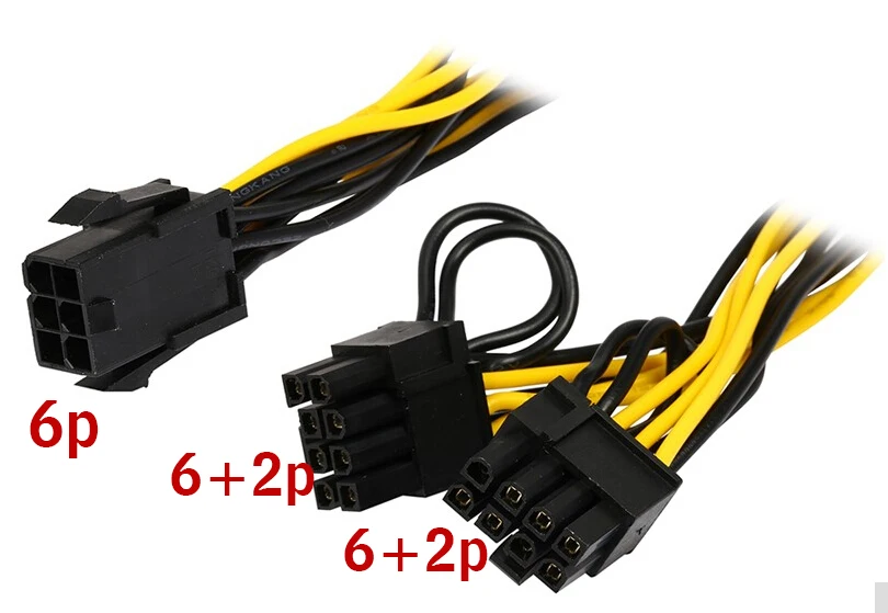 5pcs/lot 6pin PCI E to 2*PCIe 8 (6+2) pin Graphics Video Card PCI-e VGA Splitter Hub Power Cable for miner Molex