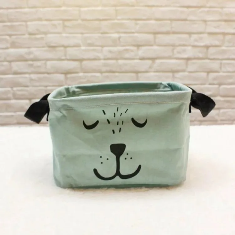 Linen Dressing Desk Box, Sundries Storage Case, Home Cotton Organizer Case, Cloth Cosmetic Stationery, Cartoon Print Storage Box