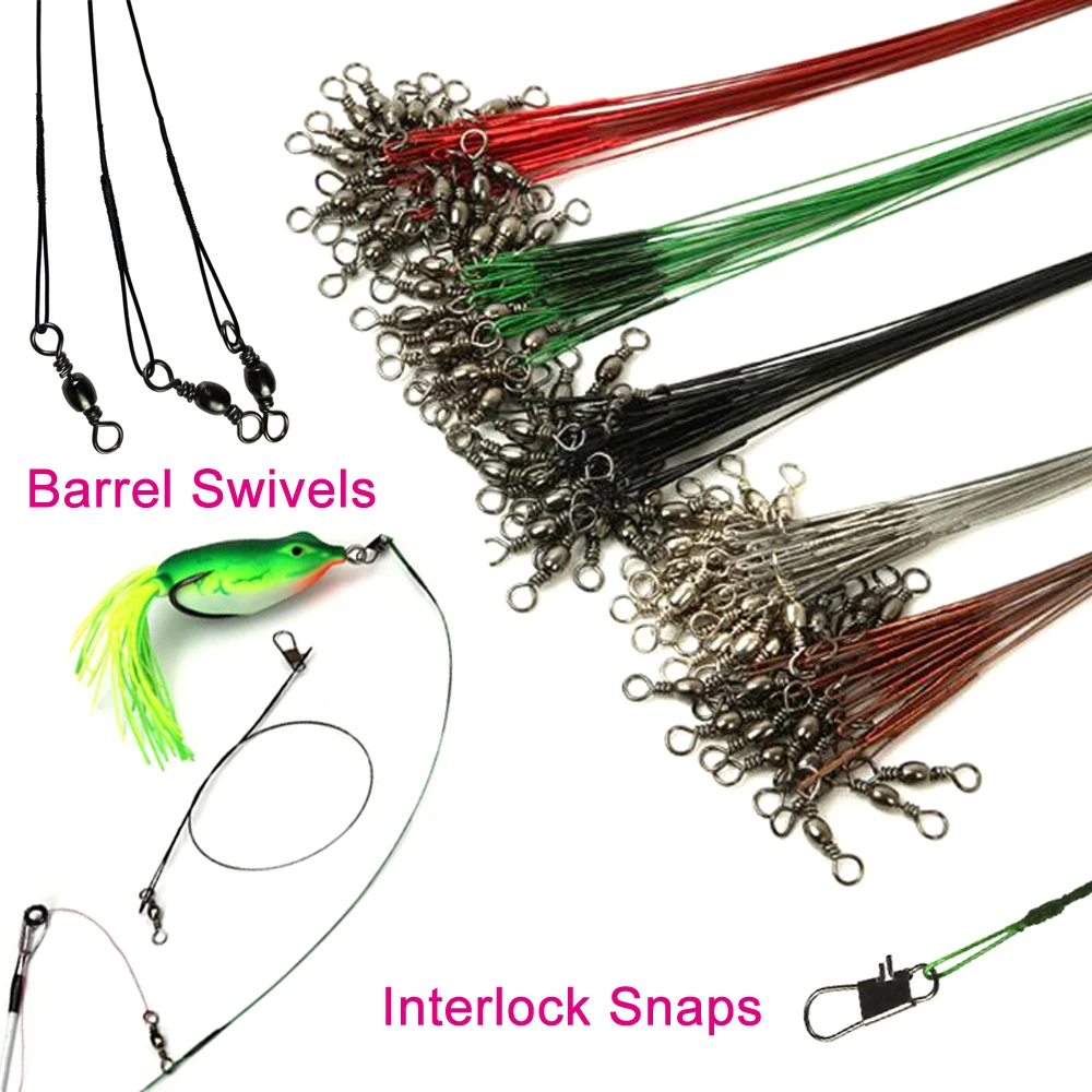 17lb-35lb Fishing Line Steel Wire Leader With Swivels Snap Fishing Accessories Anti-bait Carp Fishing Wire Rig Leadcore Leash