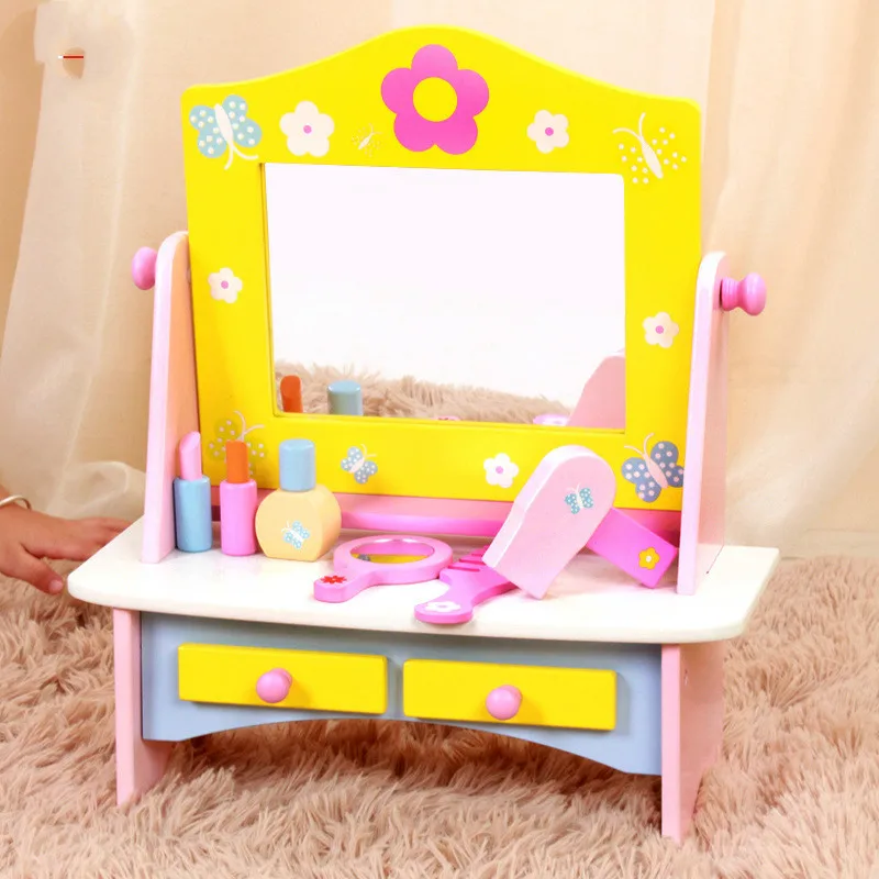 

Children Girl's Wooden simulated dressing table Princess's dressing table Birthday gift Children's intellectual wooden toys