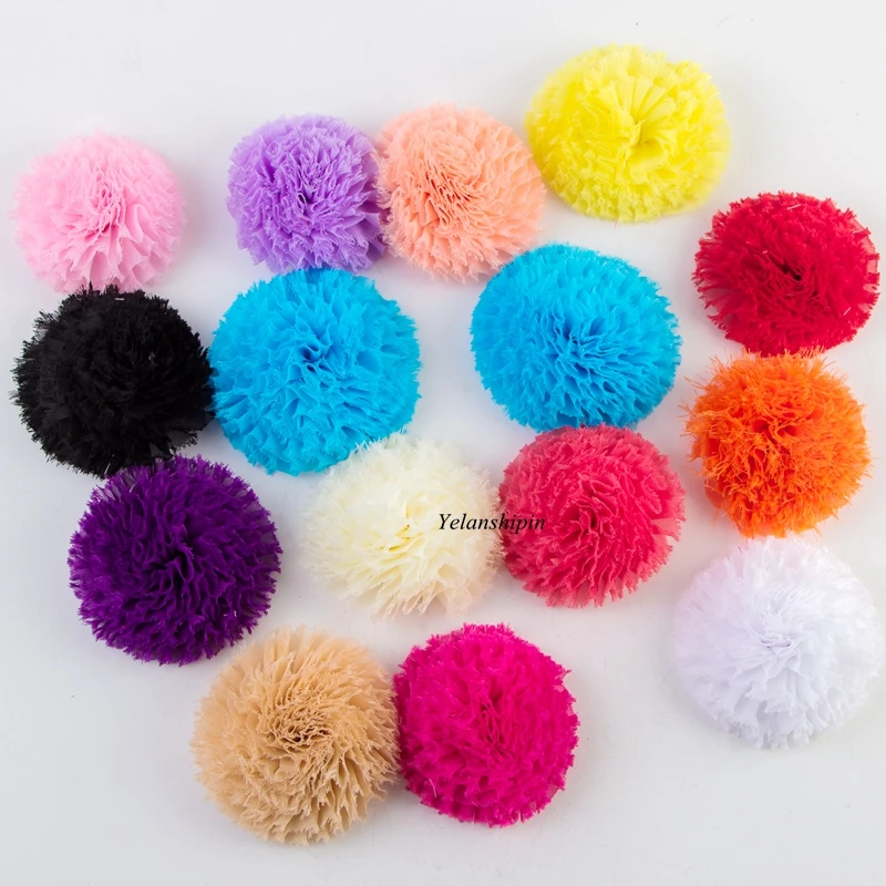 

120pcs/lot 3.6" 14colors Hair Chiffon Flowers Clips For Children Hair Accessories Artificial Shabby Fabric Flowes For Headbands