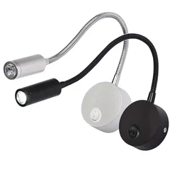 Three styles1W 3W LED Hoses Wall Lamp Flexible Home Hotel Bedside Reading Lamp Wall Light Modern Fashion Book Lights LED Bulbs