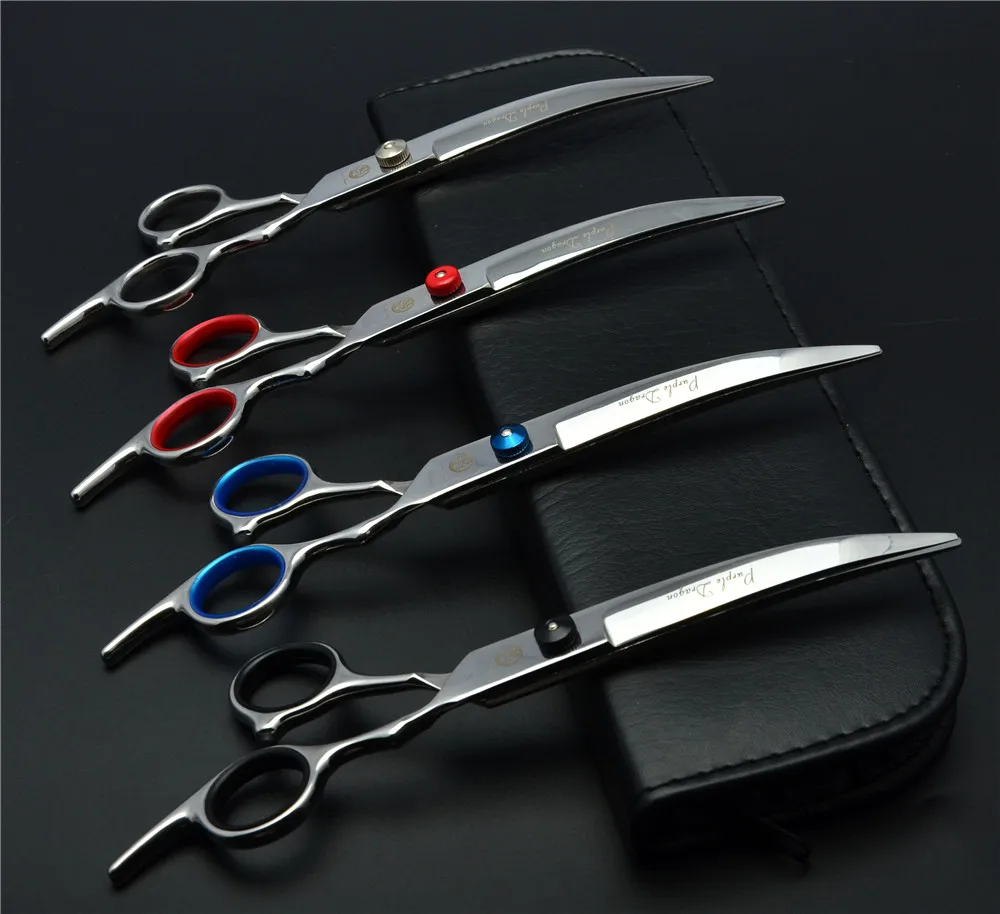 4001# 7.0'' 19.5cm 4 Colours Curve Animal Hairdressing Scissors TOP GRADE Dogs Cats Pets Bent Down Cutting Shears Hair Scissors