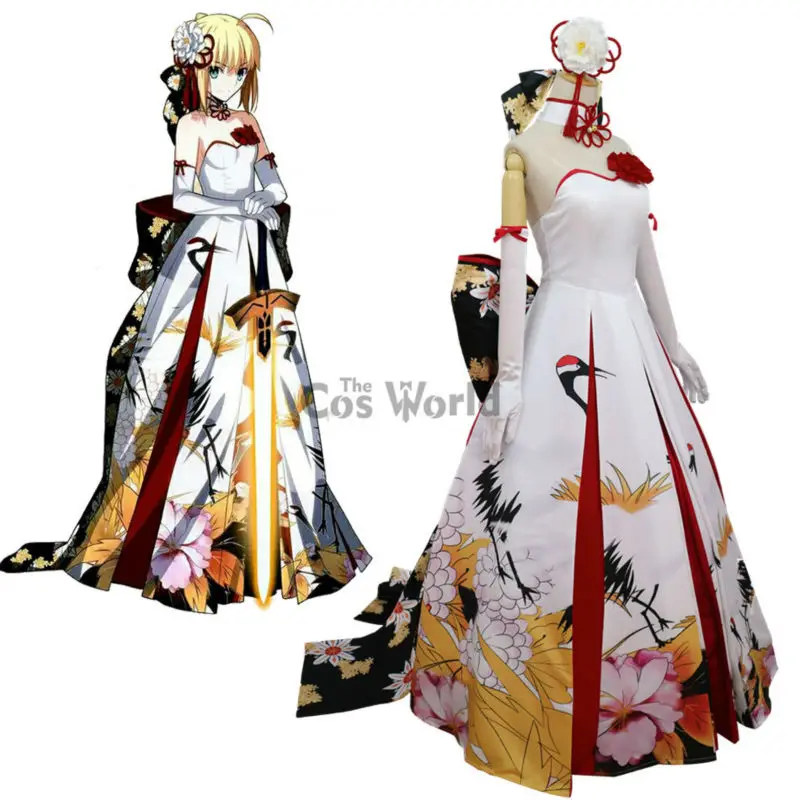 

Fate stay night Nero Saber New Year Ceremony Crane Full Dress Outfits Anime Games Cosplay Costumes