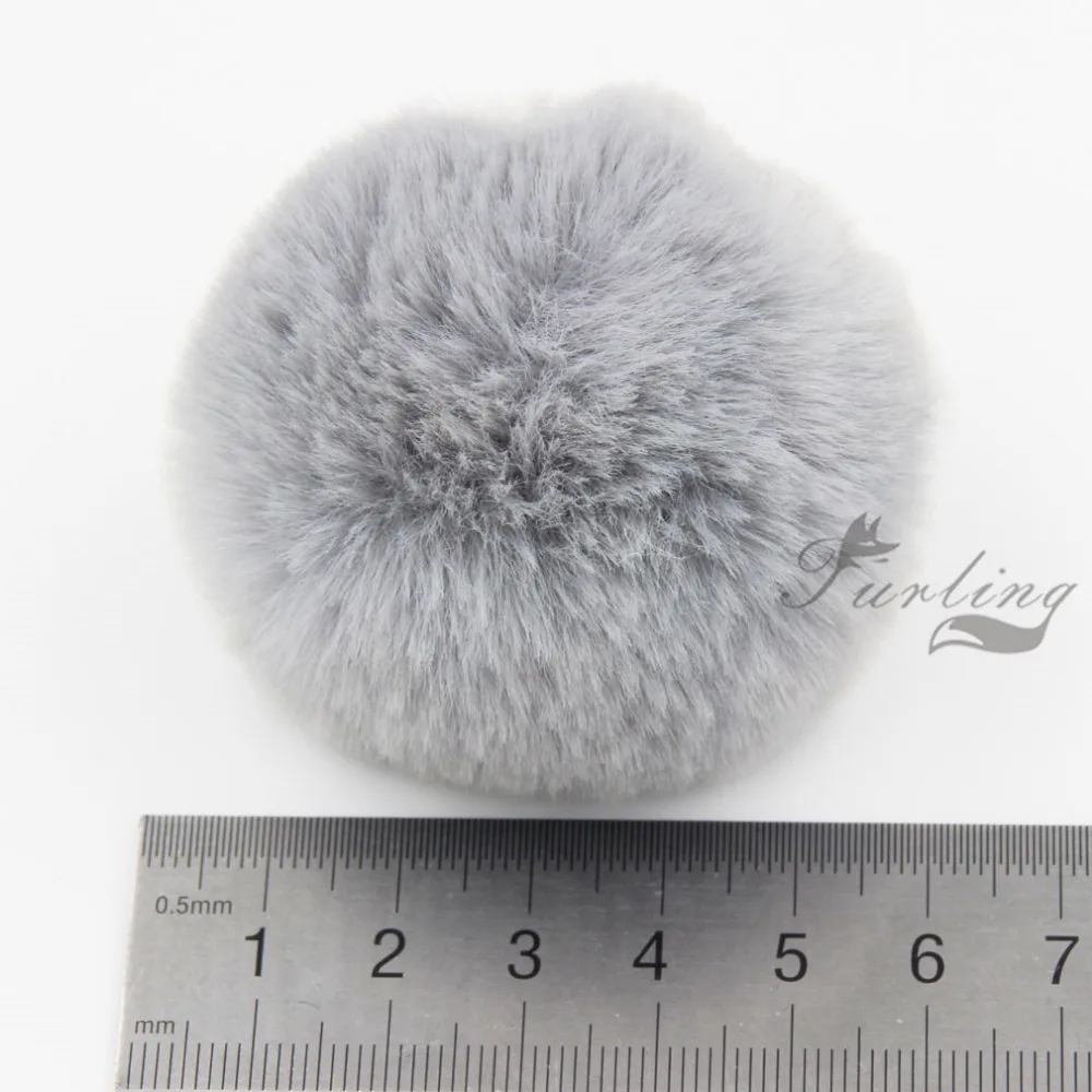 DIY 12pcs Cute 6cm Faux Rex Fur Pom Poms for Knitting Hats Accessories Handmade Fur Ball Key Chain Accessories