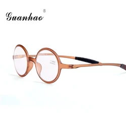 Guanhao Retro Ultralight Round Reading Glasses Man Women Resin Lens Clear Toughness Frame Spectacles Gafas Presbyopia 1.0 1.5
