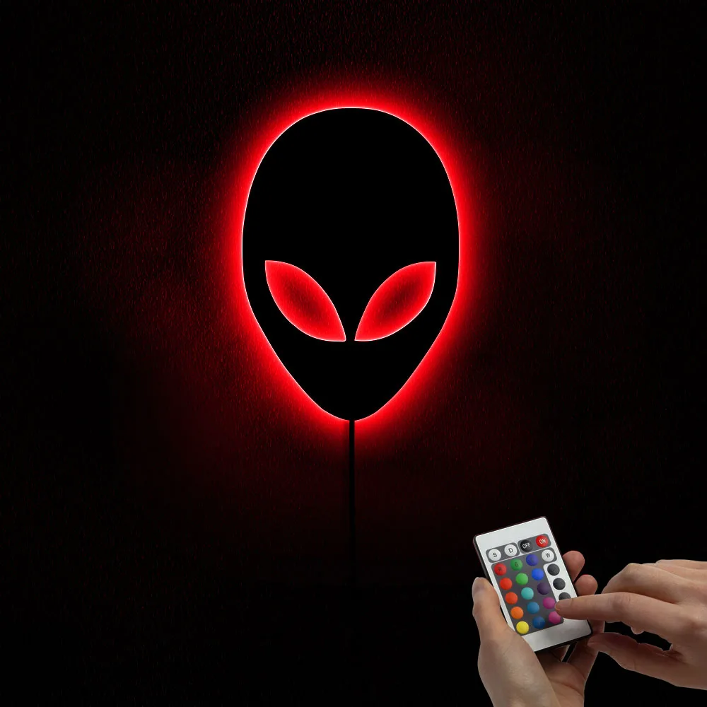 Alien Wall Mirror with LED light Wall Decor UFO Space Mirror Nursery Kids Mirror Bathroom Toilet Makeup Hanging Mirror