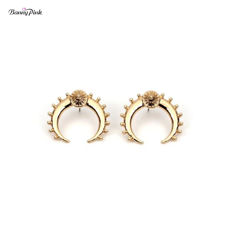New Punk Half Moon Studs Earrings For Women Chunky Alloy Crescent Pendant Post Earrings Fashion Jewelry Pendientes Moon Earrings