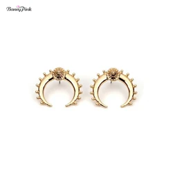 New Punk Half Moon Studs Earrings For Women Chunky Alloy Crescent Pendant Post Earrings Fashion Jewelry Pendientes Moon Earrings