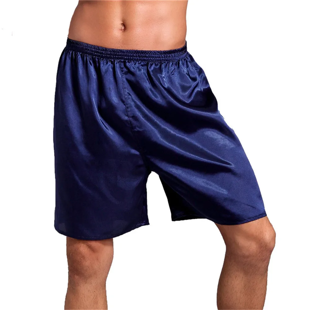 Summer Short Shorts Men Underwear Loose Satin Silk Pyjama Homme Sleep Bottoms Soft Boxer Pajama Nightwear Underpants