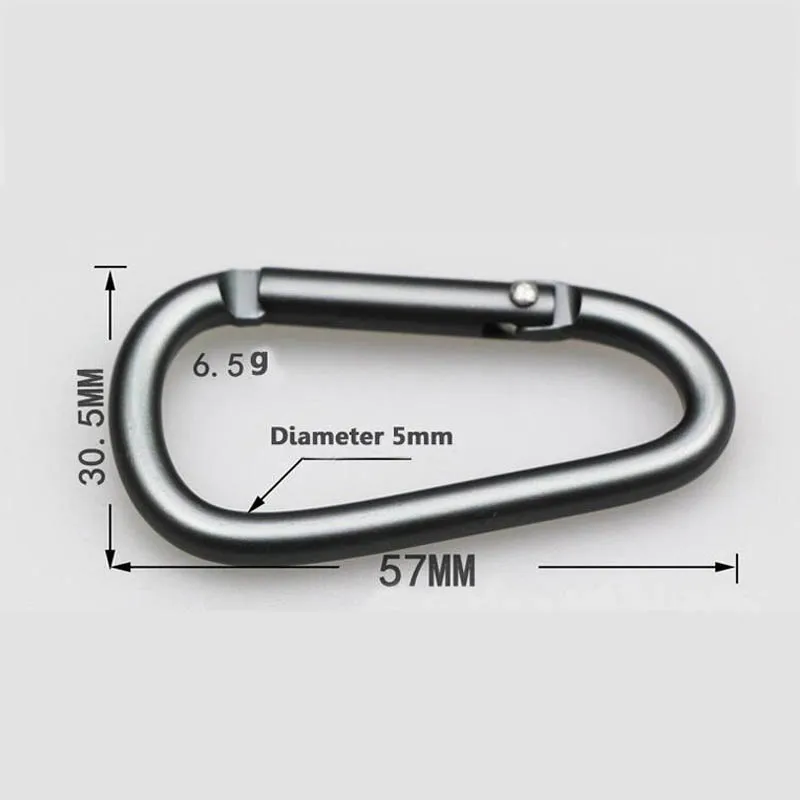 5Pcs/Lot D-Type Aluminum Alloy Carabiner Buckle Camping Equipment Backpack Buckle Water Bottle Hanging Snap Hook Keychain