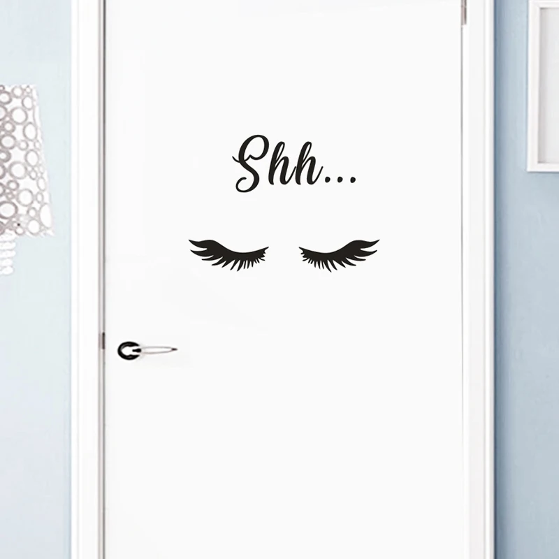 Виниловые наклейки на стену с изображением сонных глаз, наклейки для дверь детской комнаты, SHH ресницы, съемные наклейки, милые сонные ресницы, настенные художественные фрески AZ570