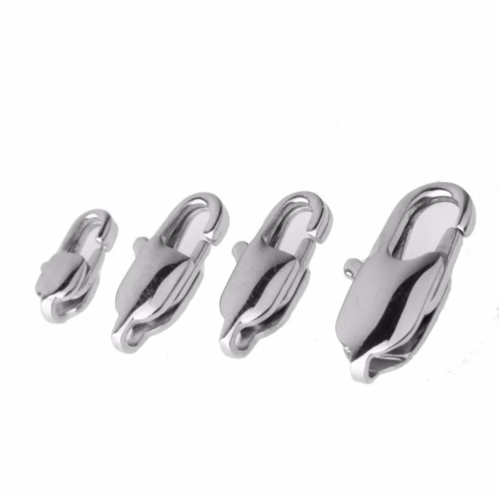 100Pcs Silver Color Stainless Steel Lobster Buckle End Clasps Chains Connector 9/10/11/13/15/18mm For Bracelets Jewelry Making