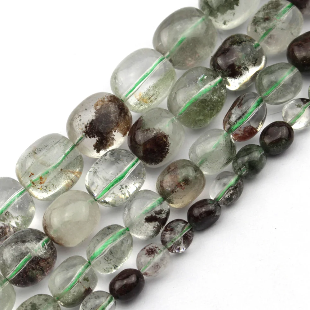 

natural Chorite-Crystals/Green quartz /Green-Phantom stone beads DIY loose beads for jewelry making strand 15"