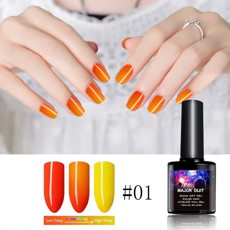 Esmalte de uñas en Gel UV, barniz de uñas de larga duración, cambia la temperatura, Lucky, 6 colores, 12ml