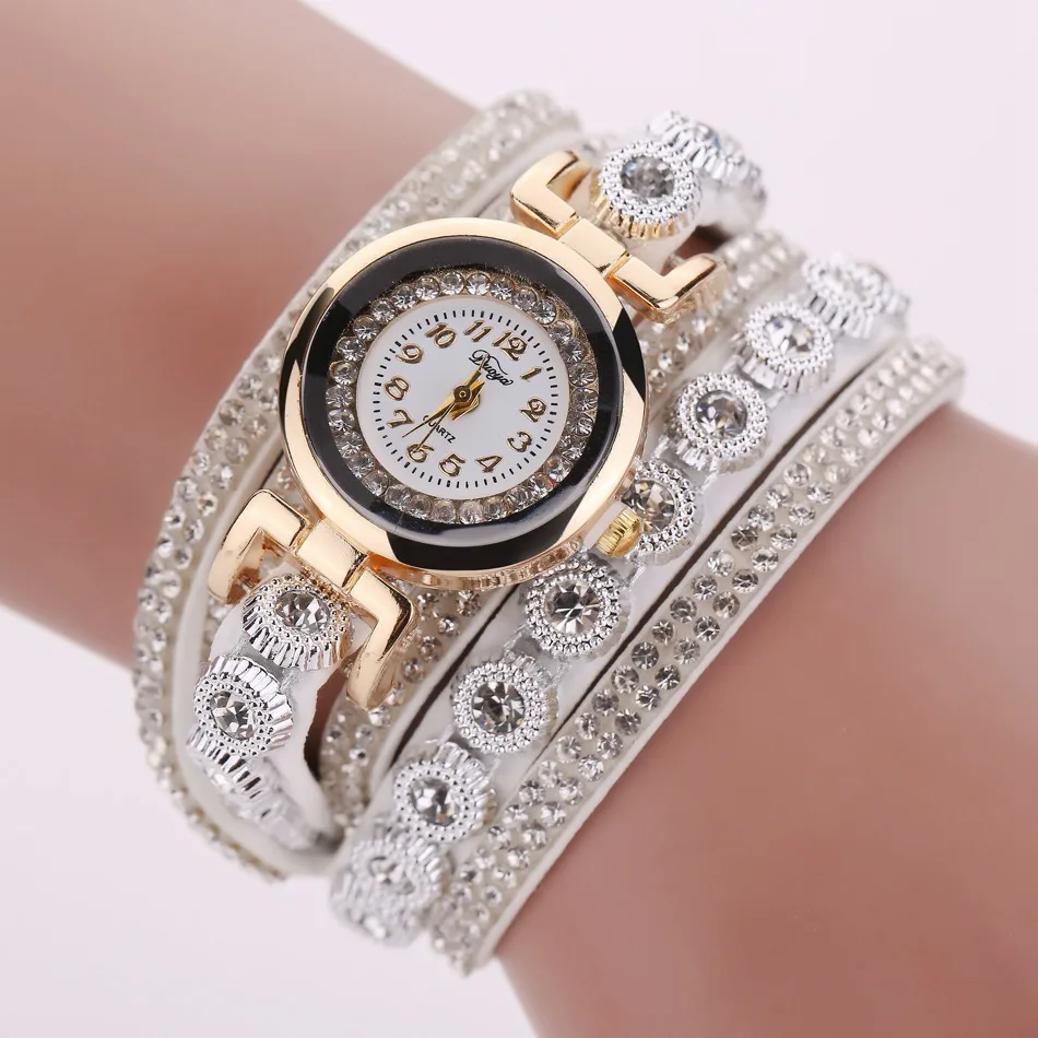 Multicolor High Quality Women Genuine Leather Vintage Quartz Dress Watch Bracelet Wristwatches leaf gift Christmas