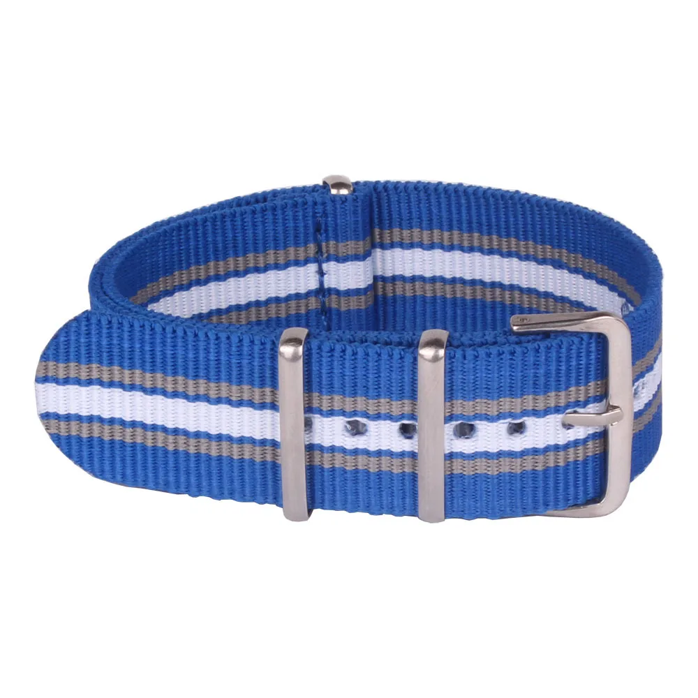 Brand New 22 mm Watchbands Multi Color Blue Fiber Woven Nylon Watch Straps Wristwatch Bands Buckle 22mm to the watches